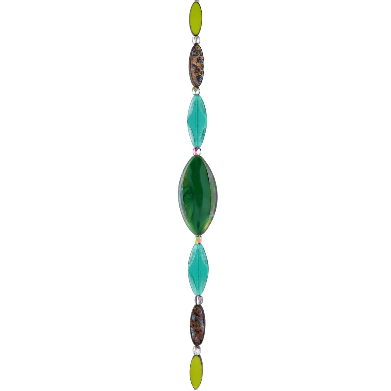 Assortiment de perles ovales lisses vertes en verre tchèque de Bead Landing